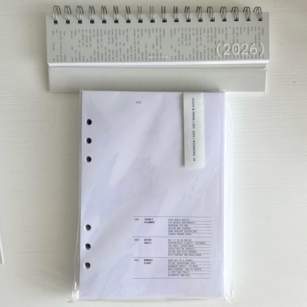 Cloth & Paper 2026 A5 Daily Inserts + Desk Calendar